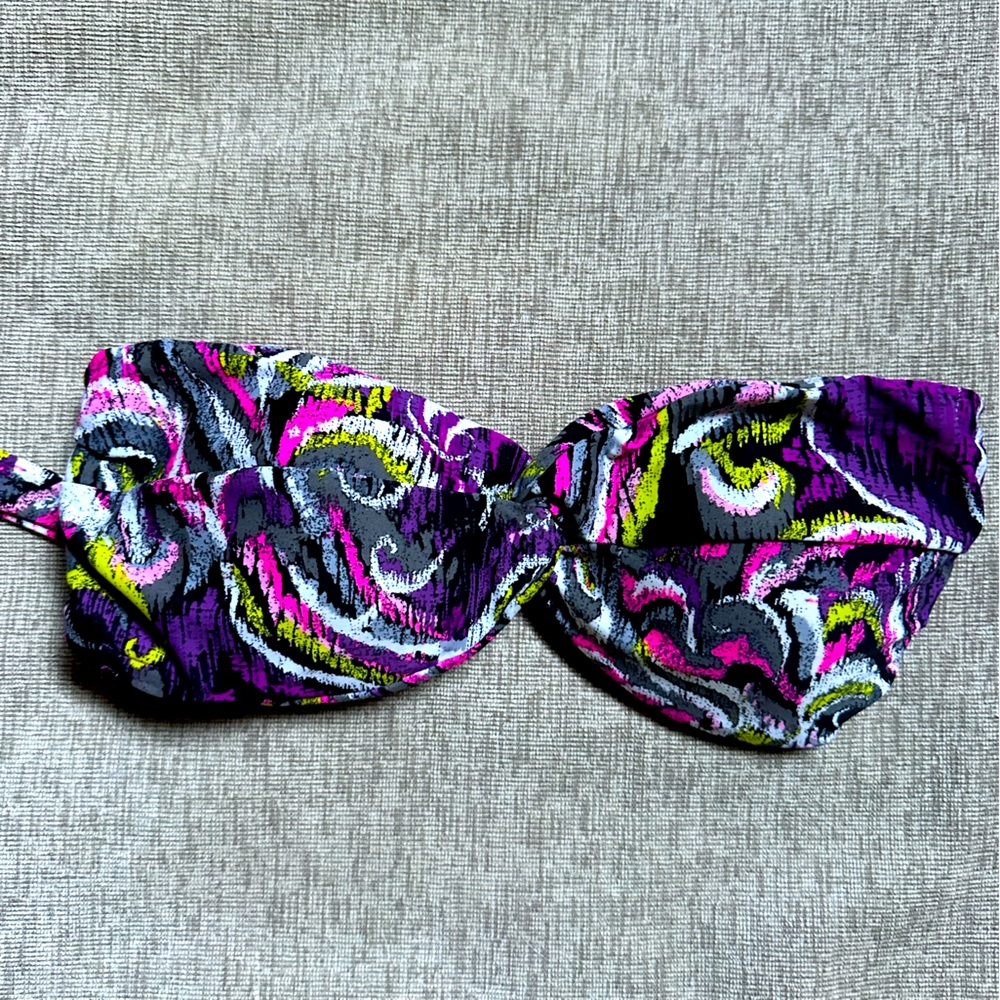 Bikini top , bright colors, tie in back.  Size small